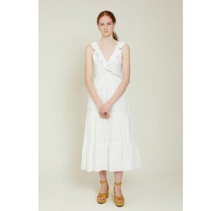 kate spade White Ruffle Midi Dress